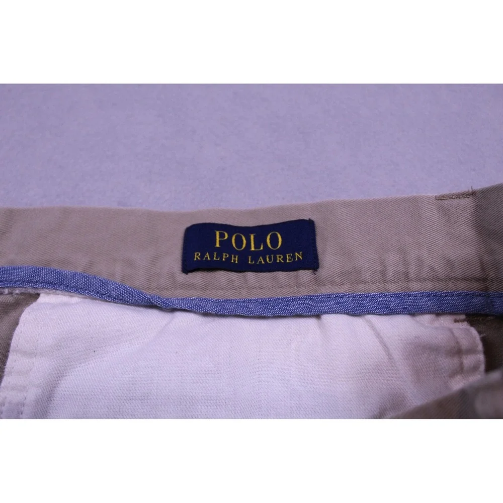 Polo Ralph Lauren Mens Chino Shorts Tan Khaki Cotton Flat Front Size 34